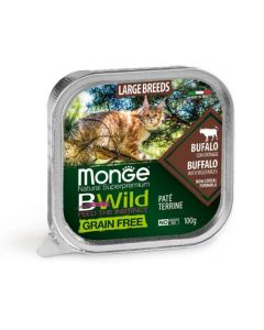DE Monge BWild Grain Free Large Breed, Buffle - 32 x 100g | pour les chats