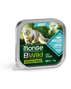 DE Monge BWild Grain Free Adult, Cabillaud - 32 x 100g | pour les chats