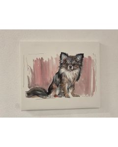 "Chihuahua" Impression à l'aquarelle sur toile, 60x50cm