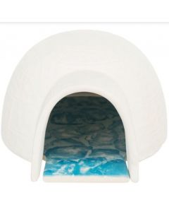 Trixie Igloo pour rongeurs avec plateau rafraîchissant, blanc-bleu | 13x9x15cm