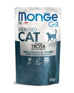 DE Monge Grill Cat Sterilised - Truite, 28 x 85 g | Nourriture humide pour  chats 