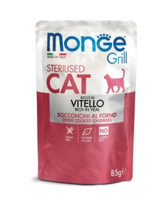 DE Monge Grill Cat Stérilisé - Veau, 28 x 85 g | Nourriture humide pour les chats 