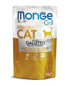 DE Monge Grill Cat Stérilisé - Poulet, 28 x 85 g | Nourriture humide pour les chats 
