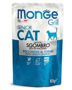 DE Monge Grill Cat Senior - Maquereau, 28 x 85 g | Nourriture humide pour les chats 