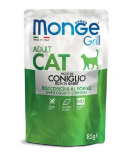 DE Monge Grill Cat Adult - Lapin, 28 x 85 g | Nourriture humide pour chats