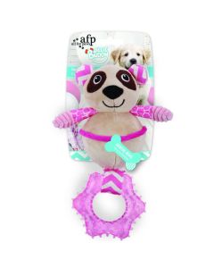 afp Figurine en peluche "Little Buddy" Panda avec anneau, rose - 25cm