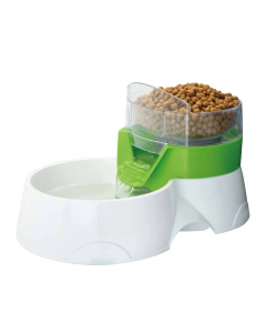 swisspet 2in1 fontaine à eau et distributeur de nourriture "Montego", vert/blanc - 28x18.5x14.5cm