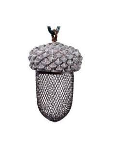 ES Distributeur de nourriture en forme de gland, gris - 14x14x22cm | pour oiseaux