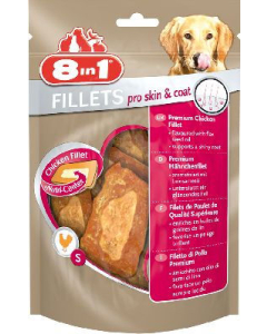 DE 8in1 Filet de poulet Pro Skin & Coat S - 80g | Snack pour chiens