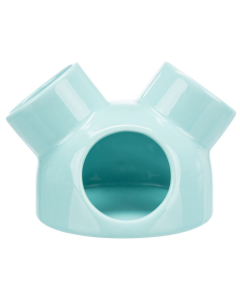 Trixie Maison en céramique avec 3 sorties, souris, ø 12x10 cm - turquoise