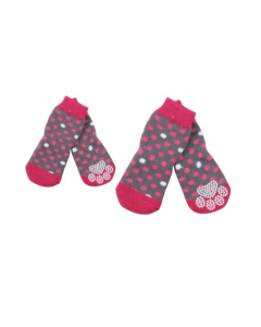 Pawise Chaussettes antidérapantes, gris/rose 4 pièces | pour chiens