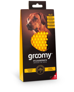 groomy® Wellness-Bürste für Hund – short hair, gelb