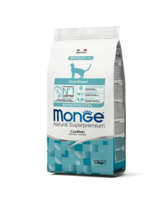 DE Monge Natural Superpremium Stérilisé - Cabillaud, 1.5 kg | Nourriture sèche pour chats