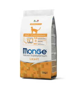 DE Monge Natural Superpremium Light, Dinde - 1.5 kg | Nourriture sèche pour chats