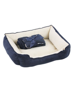 Pawise 3-in-1 Lit pour animaux, couverture et os, 56x45x16cm - bleu