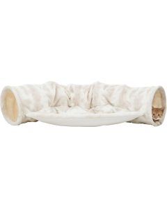 Trixie Tunnel de jeu Nelli avec aire de repos, en peluche, 55x27x116 cm - blanc-taupe