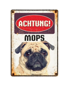 Warnschild "Achtung Mops", 21x15cm