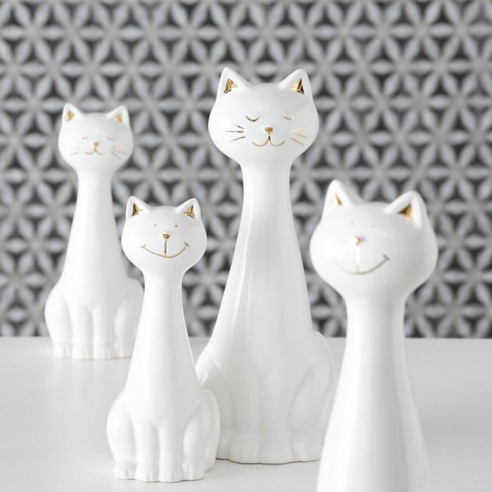 BO Chat décoratifs "Smokey" blanc, petit, 19cm 