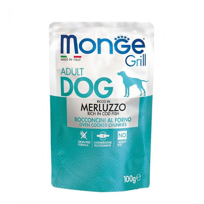 DE Monge Grill Dog Grain Free Adult - Cabillaud, 24x100g | Nourriture humide