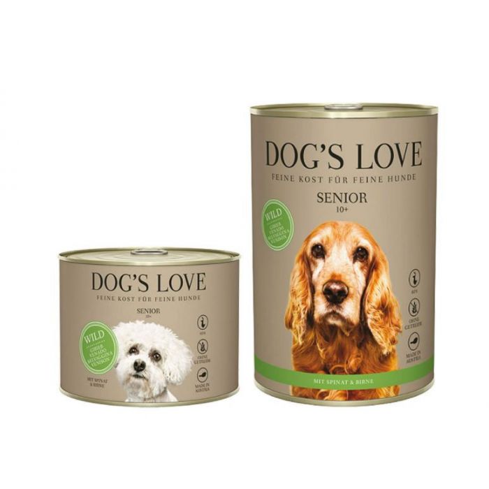 DE Dog‘s Love Senior 10+ Light gibier, épinard & poire | Nourriture humide