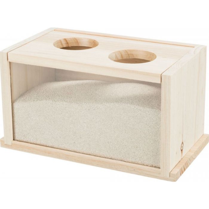 Trixie Bac à sable, souris/hamster, en bois - 20x12x12cm | pour rongeurs