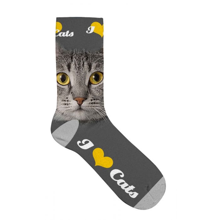 Socken "I love Cats", grau