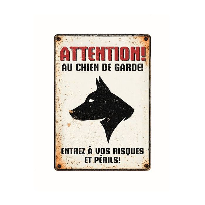 Panneau d'avertissement Attention au chien de garde!, 21x15cm