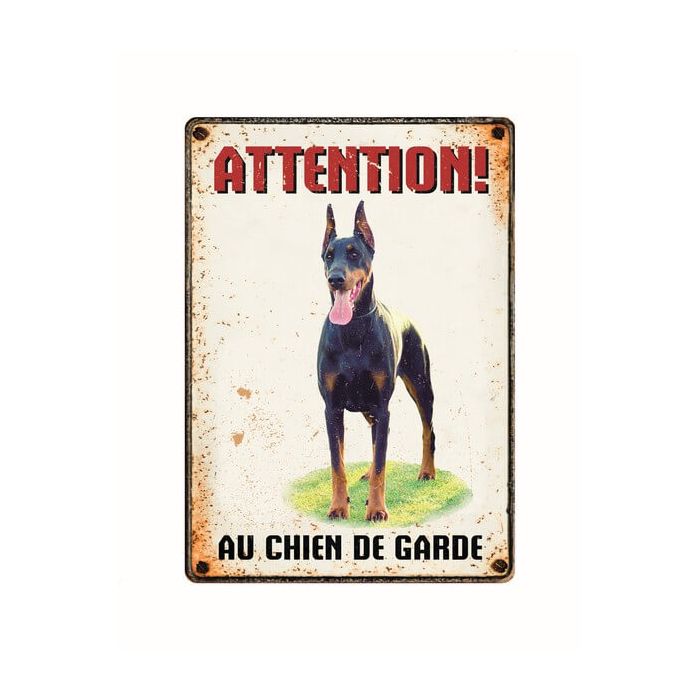 Panneau d'avertissement Dobermann Attention au chien de garde, 21x15cm