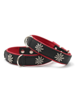 Maul Collier en cuir Edelweiss noir-rouge